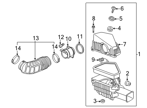 2011 Cadillac CTS Duct Asm,Air Cleaner Outlet Diagram for 15236428