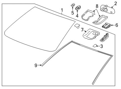 2015 Buick Encore Windshield Glass, Reveal Moldings Diagram