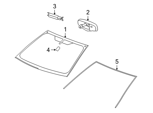 2008 Saturn Aura Windshield Glass, Reveal Moldings Diagram 2 - Thumbnail