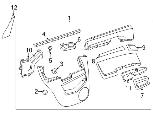 2012 Chevy Captiva Sport Retainer,Front Side Door Trim Diagram for 94530564