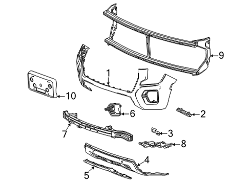 2023 GMC Yukon XL FASCIA ASM-FRT BPR UPR *SERV PRIMER Diagram for 87814096