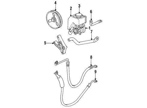 1993 Saturn SW1 P/S Pump & Hoses, Steering Gear & Linkage Diagram 5 - Thumbnail