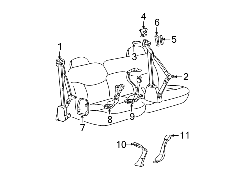 2000 GMC K3500 Bolt/Screw, Driver Seat Shoulder Belt Guide Diagram for 15717550