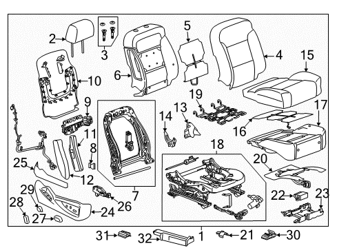 2015 Cadillac Escalade Passenger Seat Components Diagram 1 - Thumbnail