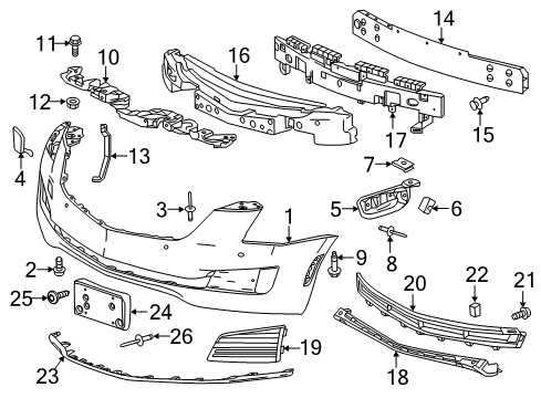 2015 Cadillac ATS Front Bumper Diagram 1 - Thumbnail