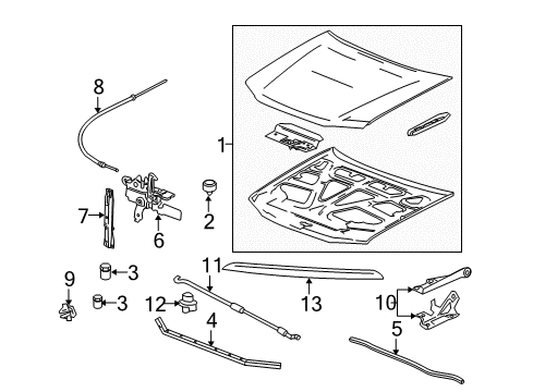 2008 Chevy Colorado Hood & Components, Exterior Trim Diagram