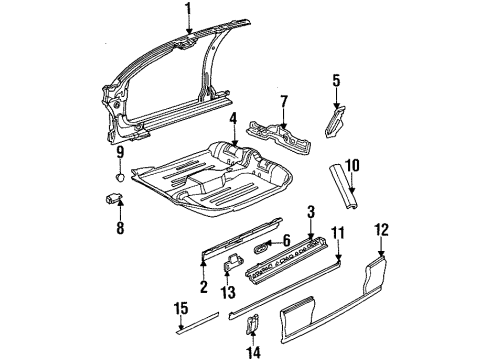 1996 Oldsmobile Achieva Applique, Body Lock Pillar *Black Diagram for 22642983