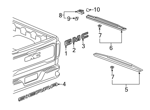 2020 GMC Sierra 1500 Exterior Trim - Pick Up Box Diagram 6 - Thumbnail