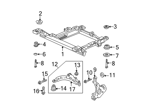 2002 Chevy Monte Carlo Insulator Assembly, Drivetrain & Front Suspension Frame *Green Diagram for 10402883