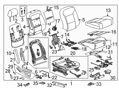 2014 Chevy Silverado 1500 Passenger Seat Components Diagram 1 - Thumbnail