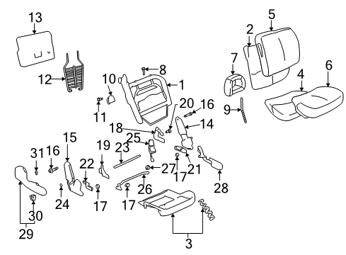 2002 Pontiac Bonneville Panel,Passenger Seat Cushion Inner Finish (Rear Outer) *Neutral Diagram for 12493656