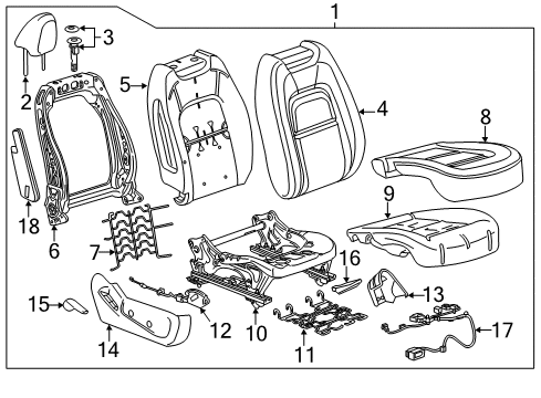 2020 GMC Canyon Passenger Seat Components Diagram 4 - Thumbnail