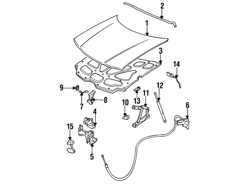 1993 Cadillac Allante Hood & Components, Body Diagram