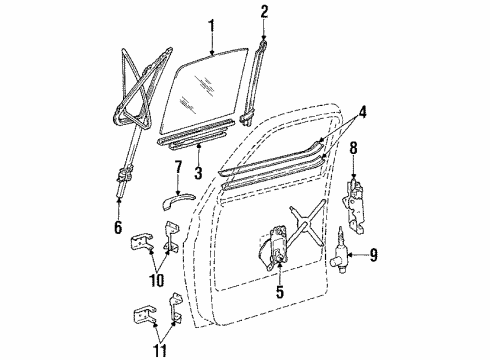 1988 Chevy Blazer Front Door, Body Diagram