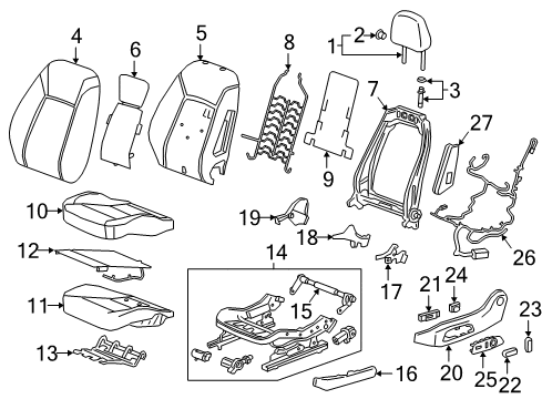 2018 Buick Regal TourX Pad Assembly, Front Seat Back Diagram for 39094133