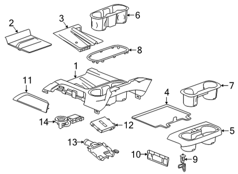 2022 GMC Sierra 3500 HD Plate Assembly, F/Flr Cnsl Cup Hldr Tr *Black Diagram for 84505586