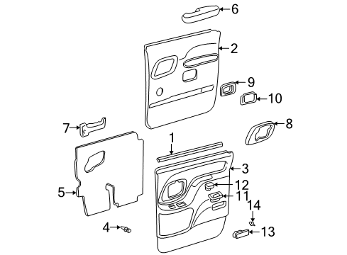 1996 Chevy K3500 Interior Trim - Rear Door Diagram