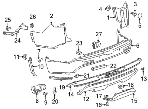 2022 GMC Acadia Molding, Rear Bpr Fascia *Black Diagram for 84677782