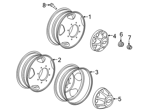 2021 Chevy Silverado 3500 HD Wheels Diagram 1 - Thumbnail