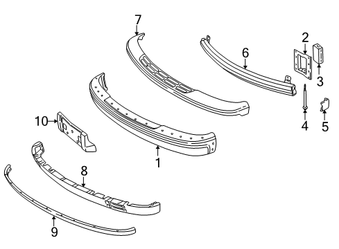 2002 Chevy Express 2500 Pad, Front Bumper Imp Bar Diagram for 15970764