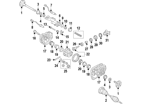 2018 Chevy Silverado 1500 Front Axle Shafts & Differential Diagram