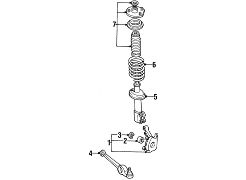 1994 Saturn SL1 Front Suspension, Control Arm, Stabilizer Bar Diagram 1 - Thumbnail