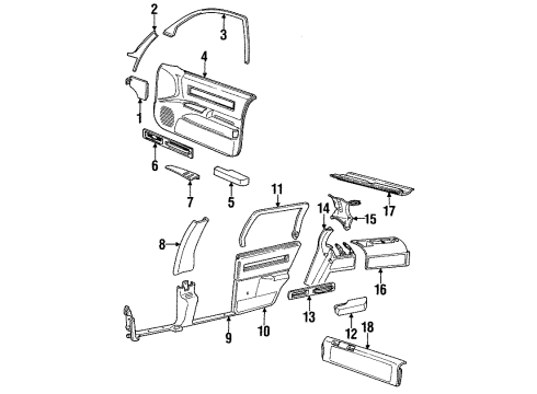 1991 Oldsmobile Custom Cruiser Armrest Assembly, Front Side Door *Sapphire K Diagram for 16669936