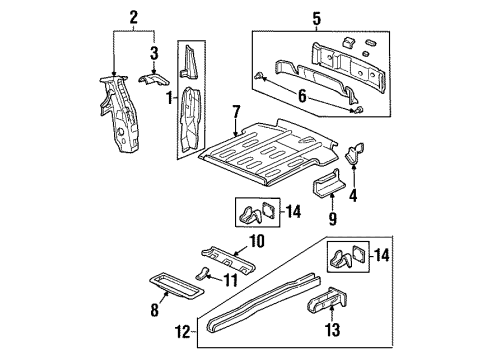 2004 Oldsmobile Silhouette Rear Body Panel, Floor & Rails Diagram