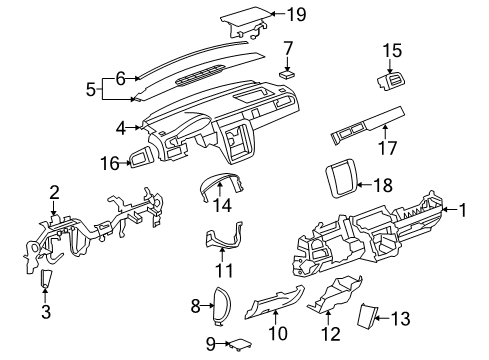 2007 Chevy Suburban 1500 Plate Assembly, Instrument Panel Accessory Center Trim *Metal Brush Diagram for 25807746