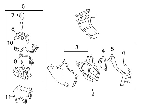 2013 Chevy Captiva Sport Panel,Front Floor Console Extension Diagram for 22958319