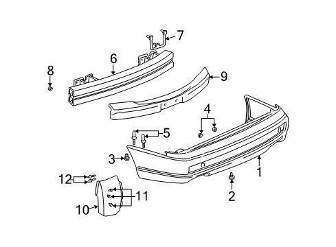 2001 Cadillac Seville Rear Bumper Cover (Domestic) Diagram for 25705022