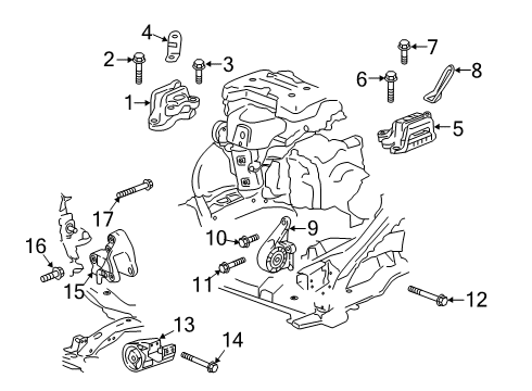 2019 Chevy Blazer Engine & Trans Mounting Diagram 1 - Thumbnail