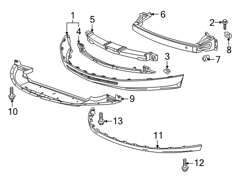 2012 Cadillac SRX Front Bumper Diagram 1 - Thumbnail