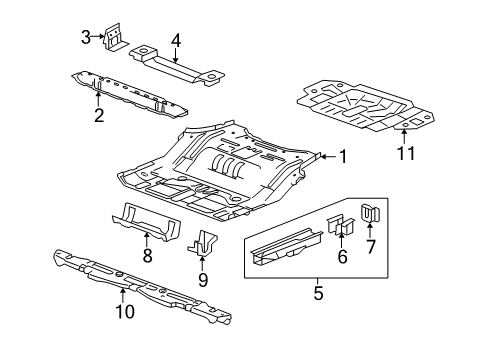 2008 Saturn Vue Rear Body - Floor & Rails Diagram 1 - Thumbnail