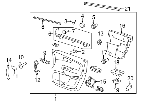 2014 GMC Acadia Cover, Front Side Door Inside Handle Bezel Finish *Cocoa Diagram for 22942199