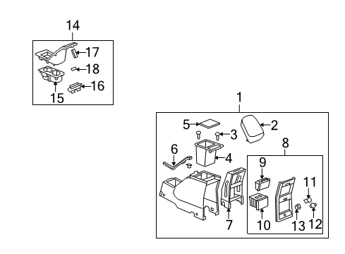 2009 Saturn Vue Center Console, Front Console Diagram 1 - Thumbnail