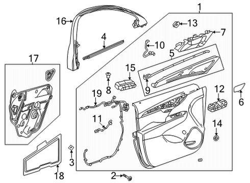 2022 Buick Envision Trim Assembly, Front S/D *Whisper Beigg Diagram for 85114060