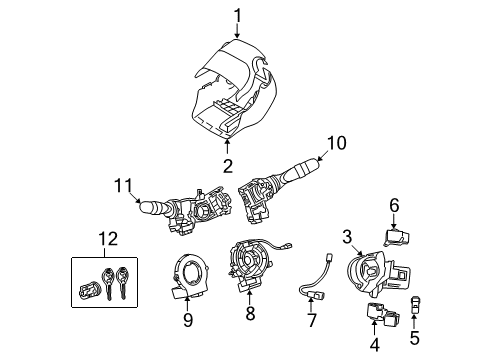 2009 Pontiac Vibe Cover,Steering Column Lower Trim *Gray Diagram for 19204297