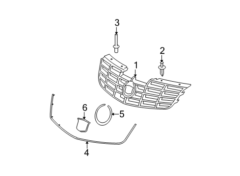 2006 Cadillac DTS Grille & Components Diagram 2 - Thumbnail