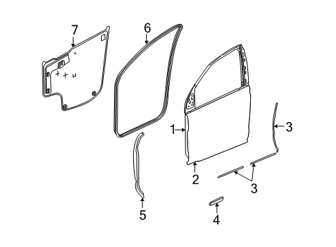 2002 Saturn Vue Sealing Strip,Front Side Door Outer Panel Front Diagram for 22708200