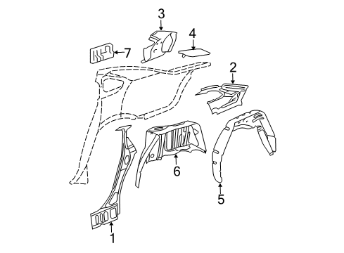 2014 Chevy Impala Limited Panel, Quarter Inner Rear Diagram for 25950070