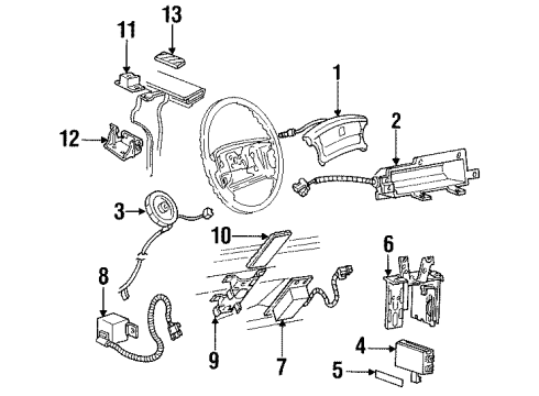 1998 Pontiac Bonneville Sensor Assembly, Inflator Restraint Front End Discriminating Diagram for 16220959