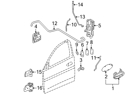 2006 Pontiac Grand Prix Rod, Front Side Door Outside Handle Diagram for 10440390