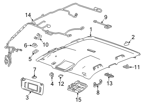 2015 GMC Sierra 1500 Panel Assembly, Headlining Trim *Shale Diagram for 23413362