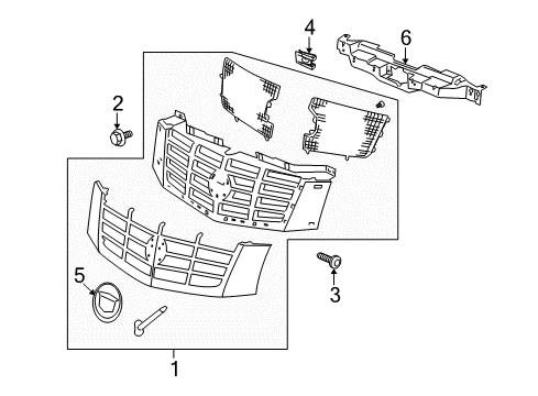 2013 Cadillac Escalade Grille & Components Diagram 4 - Thumbnail