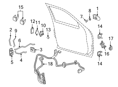 2003 Chevy Avalanche 1500 Front Door - Lock & Hardware Diagram