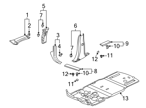 2004 Buick Rendezvous Panel Assembly, Cowl Side *Neutral Diagram for 10338668