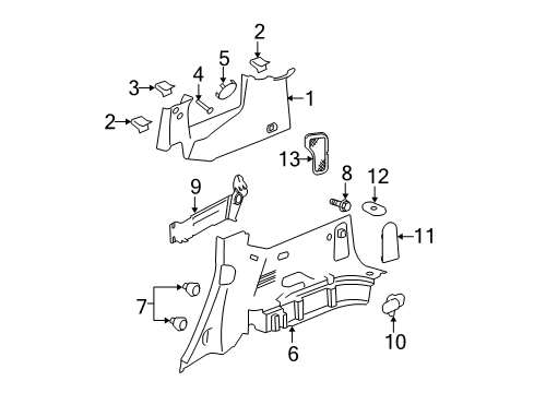 2007 Chevy HHR Panel Assembly, Quarter Upper Trim *Gray Diagram for 20955703