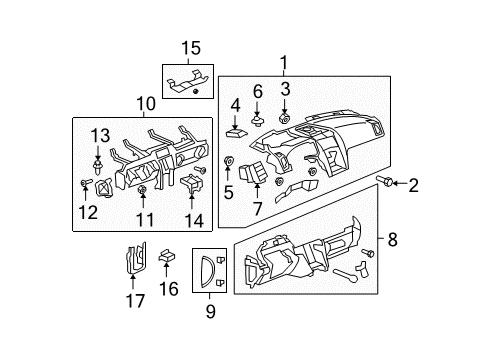 2009 GMC Acadia Panel Assembly, Instrument Panel Lower Trim *Brick Diagram for 20883063