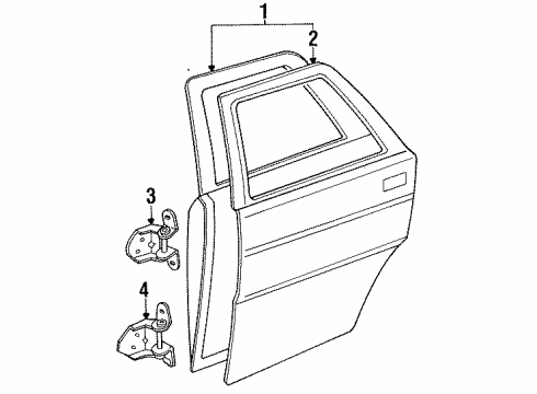 1986 Chevy Spectrum Rear Side Door Lock Assembly Diagram for 94106822